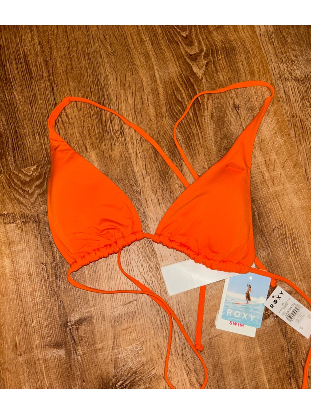 Roxy Bright Orange Adjustable Triangle Bikini Top